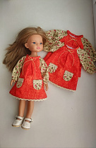 Платье для куклы Paola Reina 33-36 см, оранжевый лён